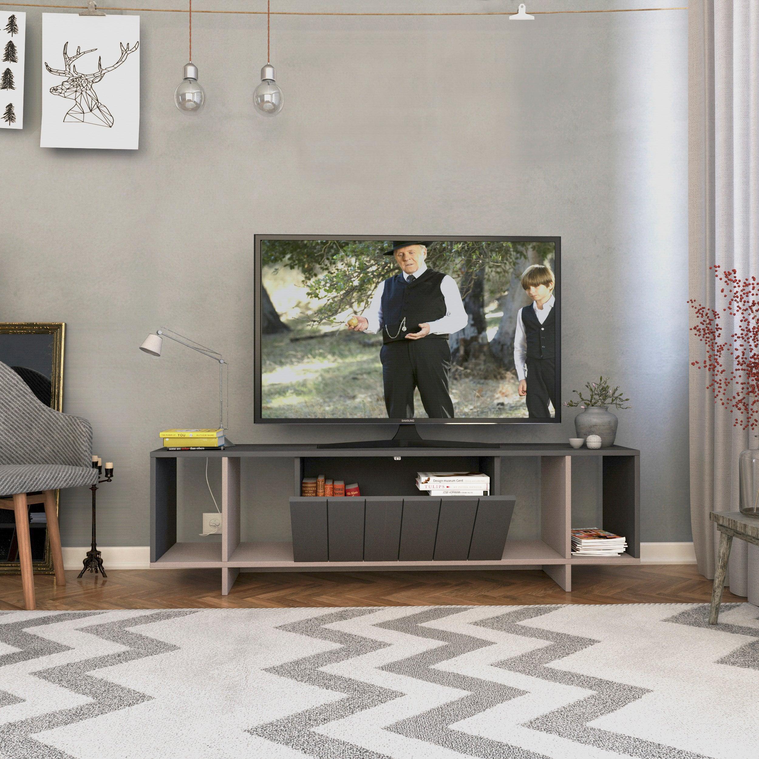 Zitano Modern TV Stand Multimedia Centre With Storage Cabinet 160cm - Decortie