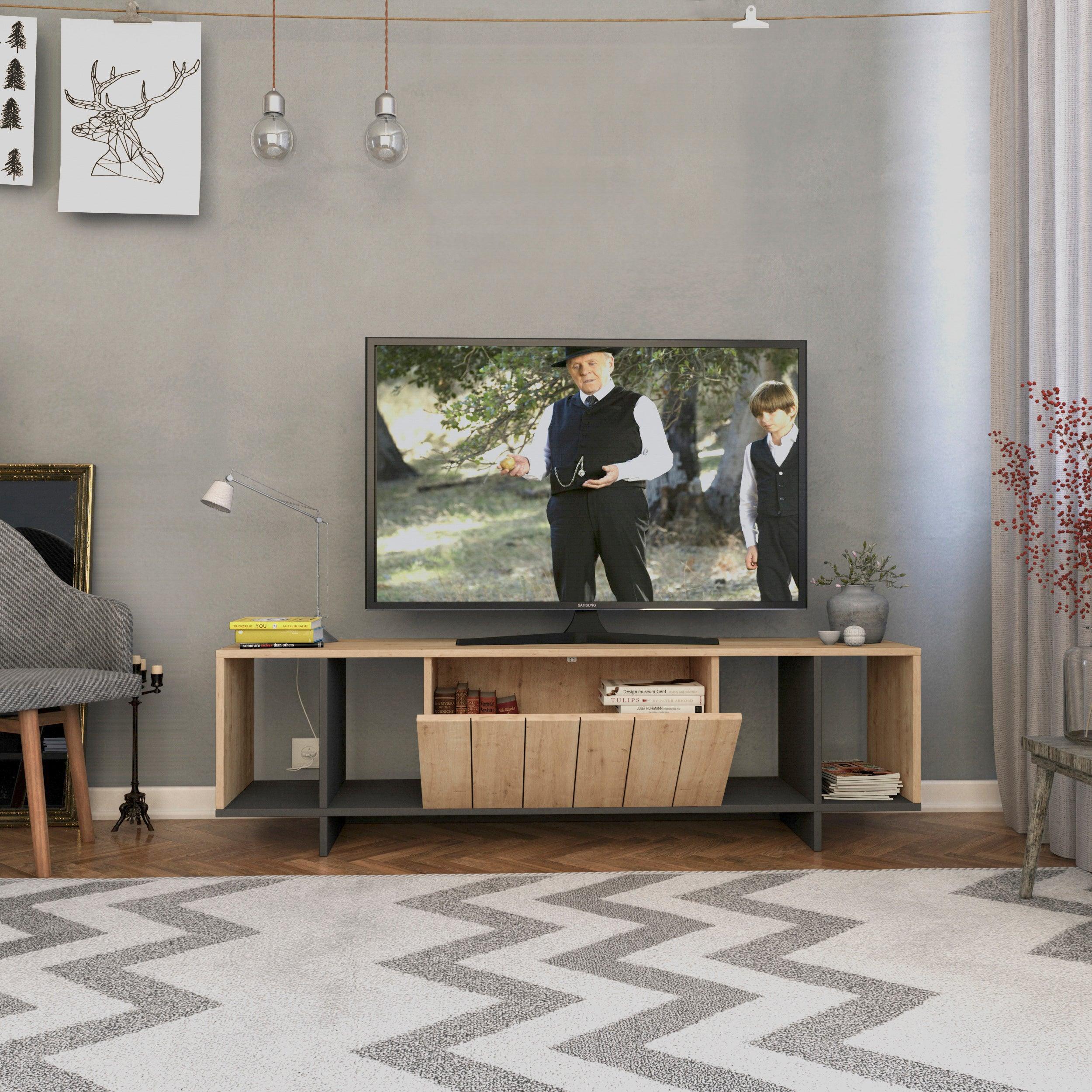 Zitano Modern TV Stand Multimedia Centre With Storage Cabinet 160cm - Decortie