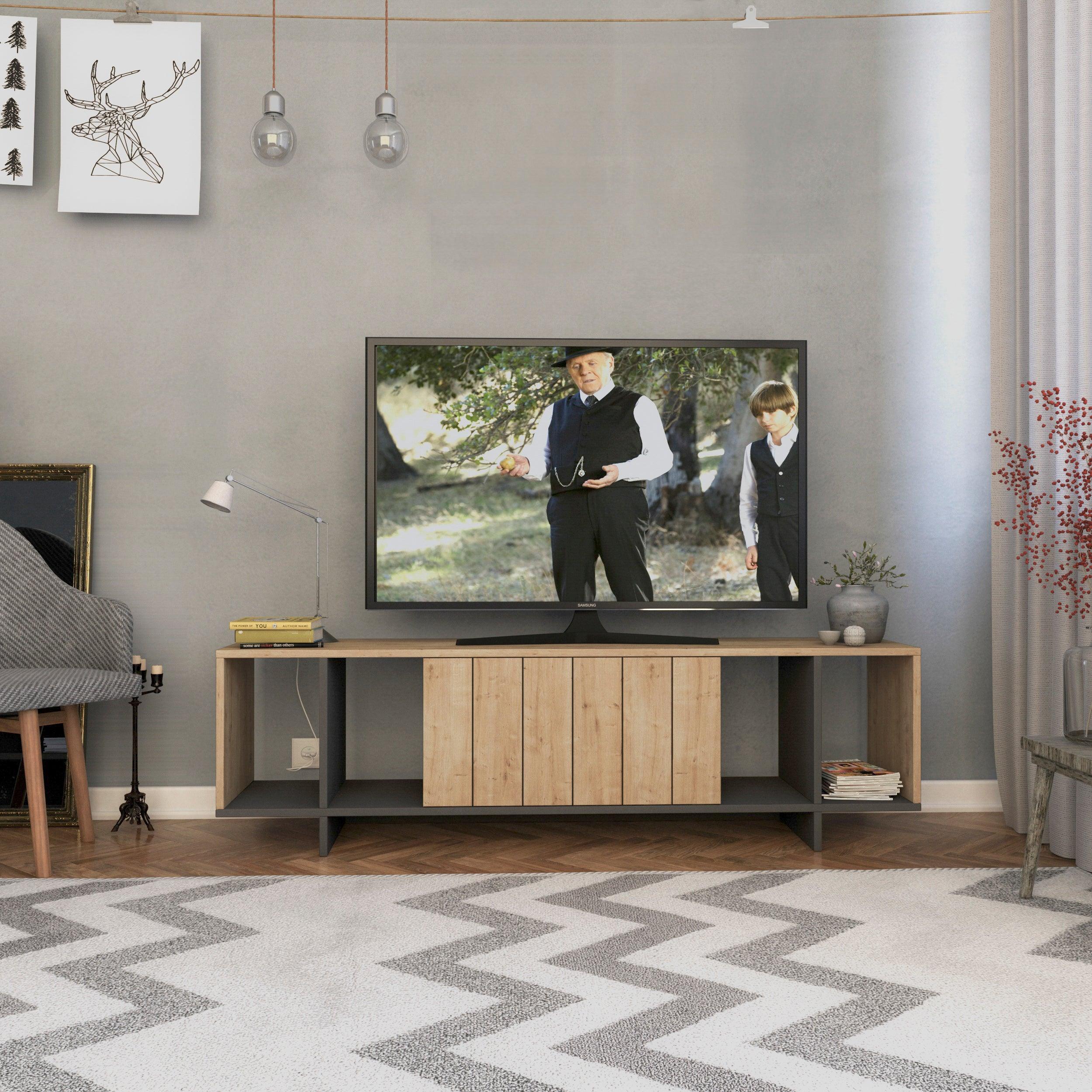 Zitano Modern TV Stand Multimedia Centre With Storage Cabinet 160cm - Decortie