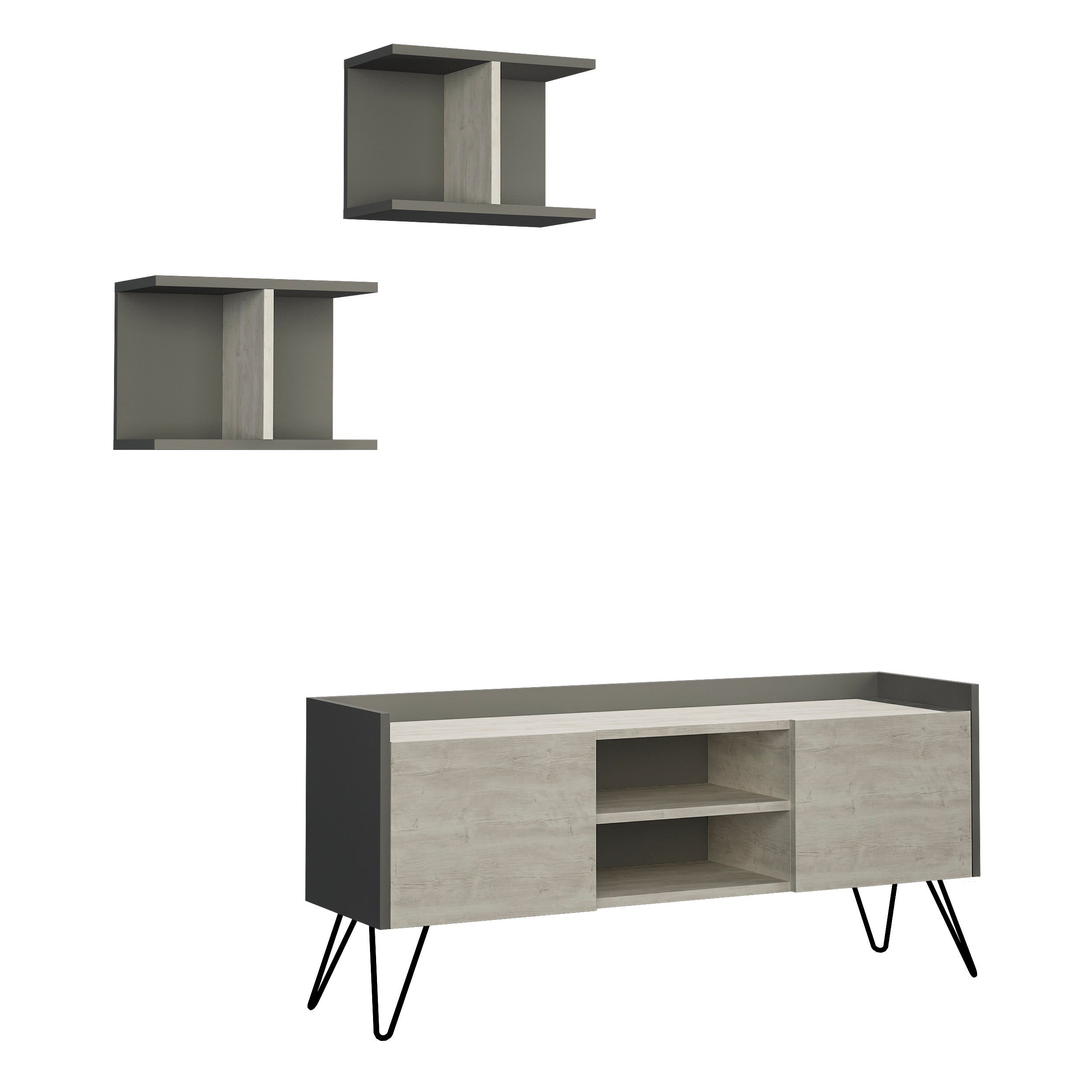Klappe Modern TV Stand With Storage And Wall Shelf 126 cm - Decortie