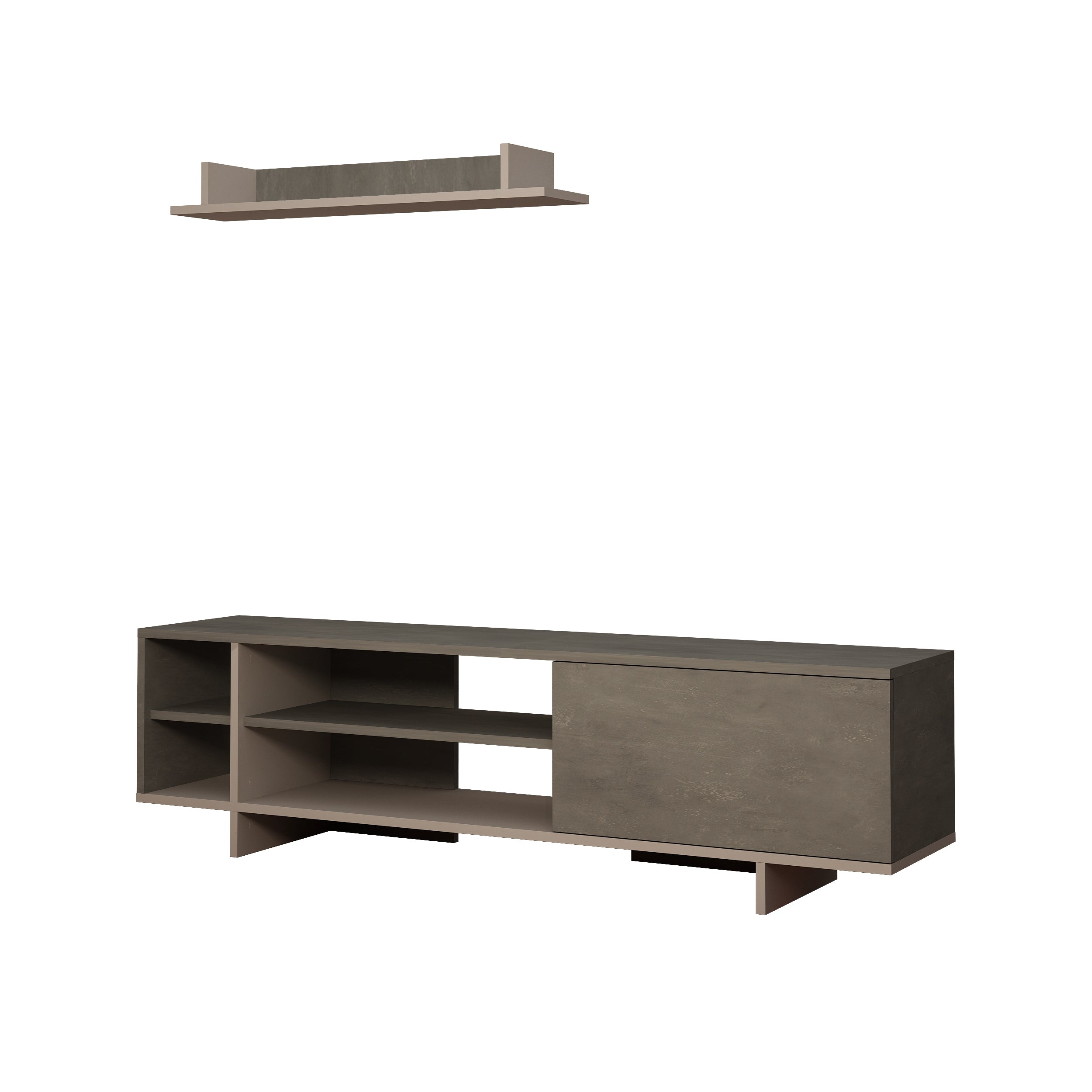 Stockton Modern Tv Unit With Storage And Wall Shelf 160cm - Decortie