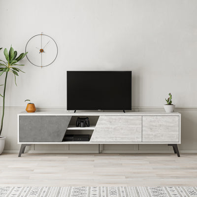 Fiona Modern Tv Stand 180cm in Ancient White,Retro Grey