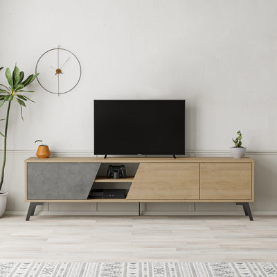 Fiona Modern Tv Stand 180cm in Oak,Retro Grey