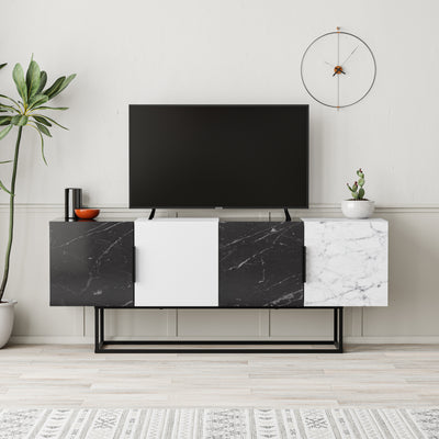 Tontini Modern TV Stand Multimedia Centre in Bendir-White-Bendir-Carrara