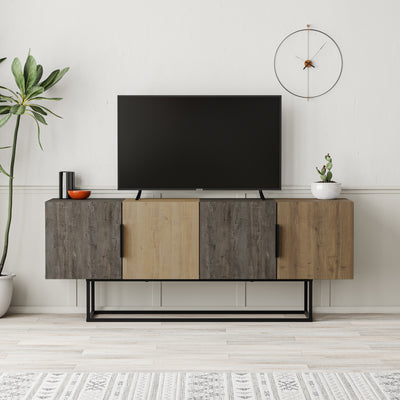 Tontini Modern TV Stand Multimedia Centre in Dark Coffee-Oak-Dark Coffee-Hitit