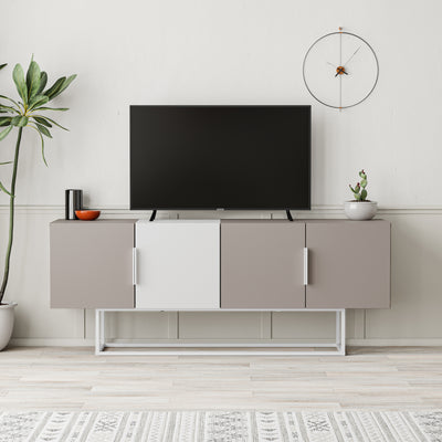 Tontini Modern TV Stand Multimedia Centre in Light Mocha,White