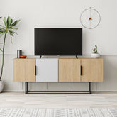 Tontini Modern TV Stand Multimedia Centre in Oak,White