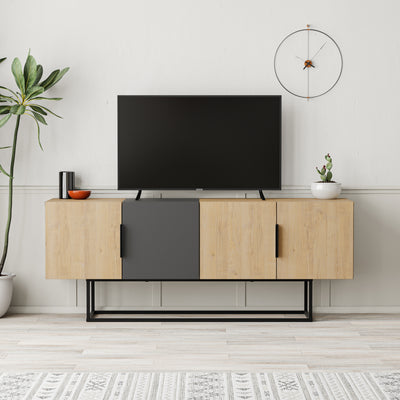 Tontini Modern TV Stand Multimedia Centre in Oak,Anthracite