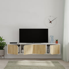 Spark Modern Floating Tv Stand – White - Oak