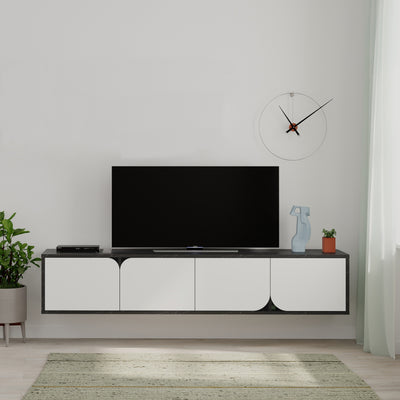 Spark Modern Floating Tv Stand in Bendir,White