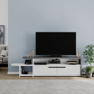 Lyra Modern TV Stand Multimedia Centre TV Unit With Storage Cabinet 167cm in White,Retro Grey