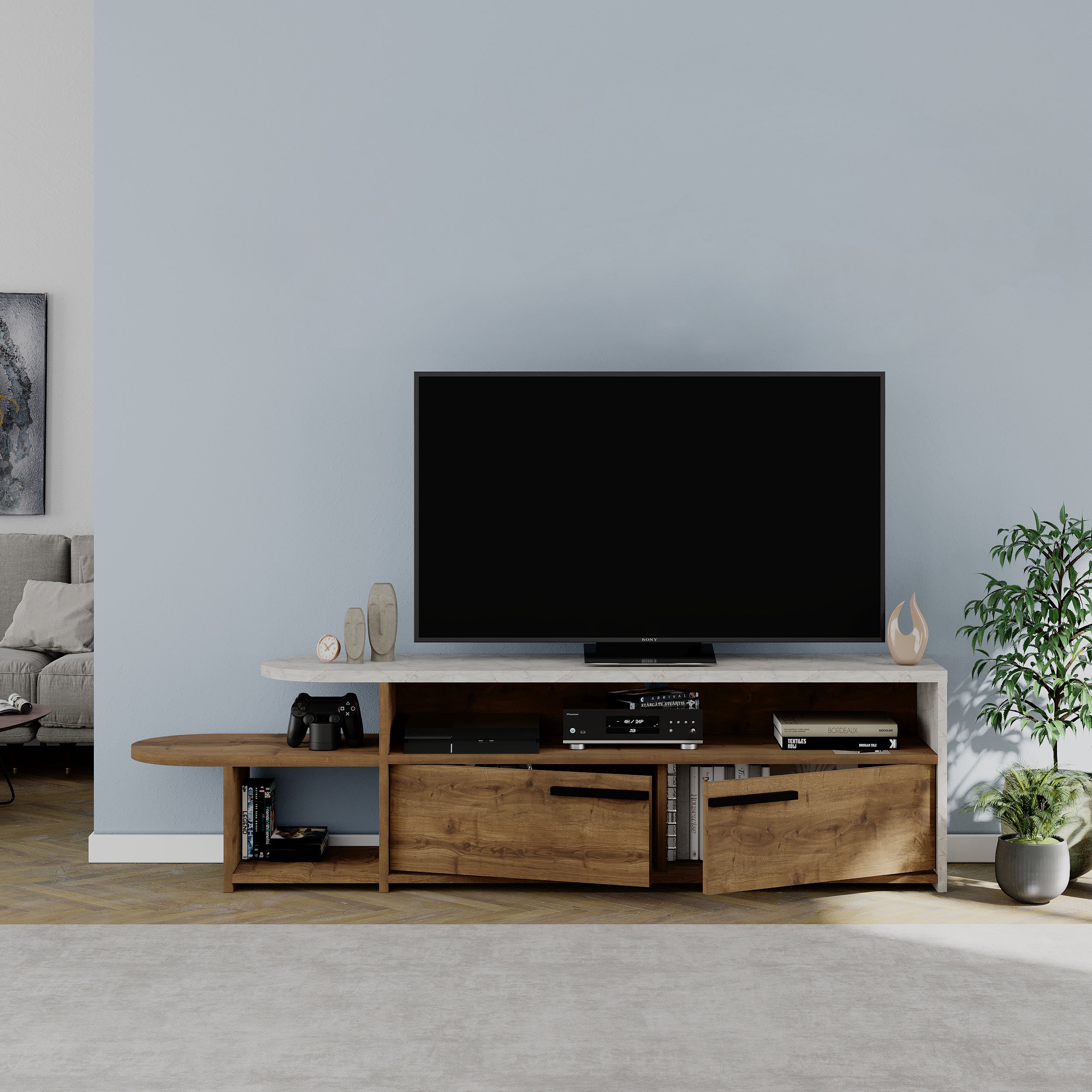 Lyra Modern TV Stand Multimedia Centre TV Unit With Storage Cabinet 167cm - Decortie