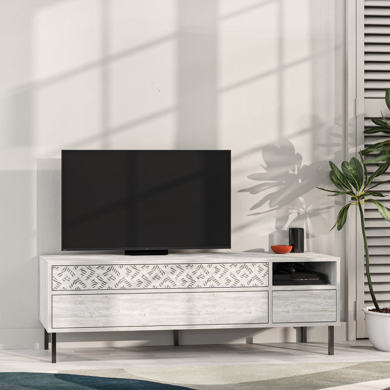 Heaton Modern TV Stand Multimedia Centre TV Unit With Storage Cabinet 144.6cm – Ancient White