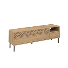 Heaton Modern TV Stand Multimedia Centre TV Unit With Storage Cabinet 144.6cm – Oak