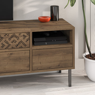 Heaton Modern TV Stand Multimedia Centre TV Unit With Storage Cabinet 144.6cm – Dark Oak