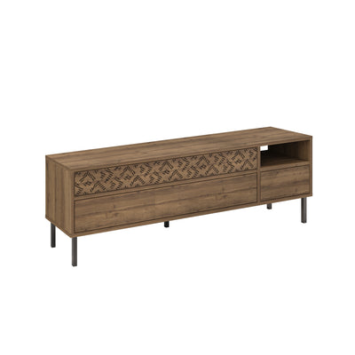 Heaton Modern TV Stand Multimedia Centre TV Unit With Storage Cabinet 144.6cm – Dark Oak
