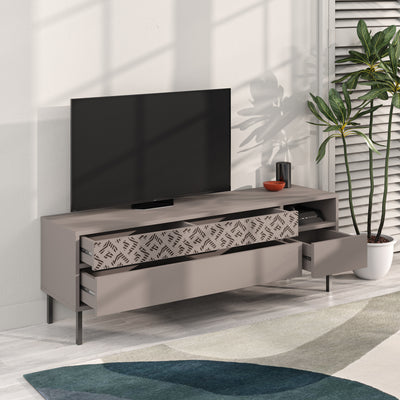 Heaton Modern TV Stand Multimedia Centre TV Unit With Storage Cabinet 144.6cm – Light Mocha