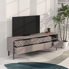Heaton Modern TV Stand Multimedia Centre TV Unit With Storage Cabinet 144.6cm – Light Mocha