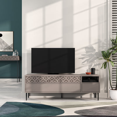 Heaton Modern TV Stand Multimedia Centre TV Unit With Storage Cabinet 144.6cm in Light Mocha