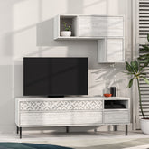 Heaton Modern Tv Unit With Storage And Wall Shelf 144.6cm – Ancient White