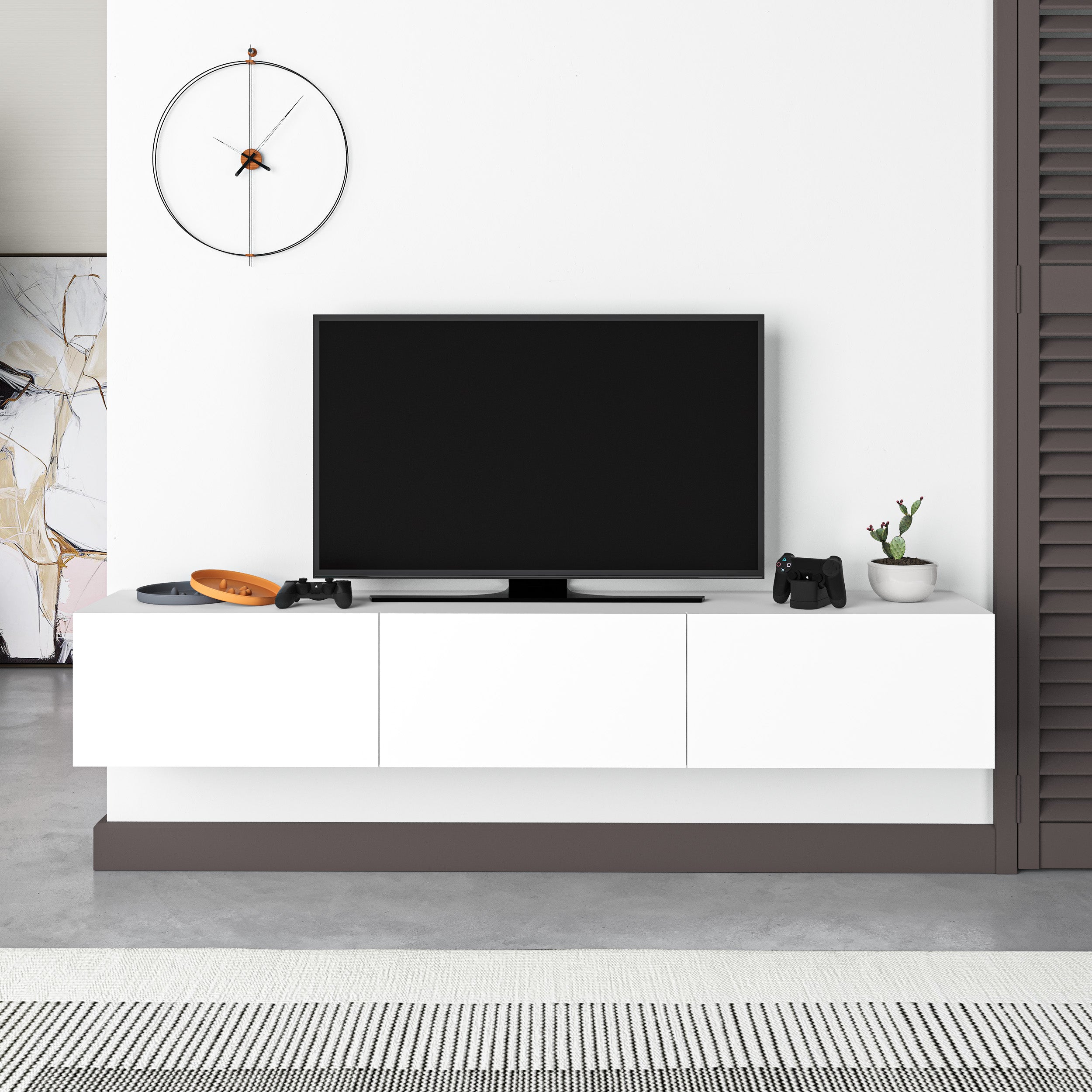 Francy Modern Tv Unit - Wall Mounted - 3 Compartments - 180 cm
