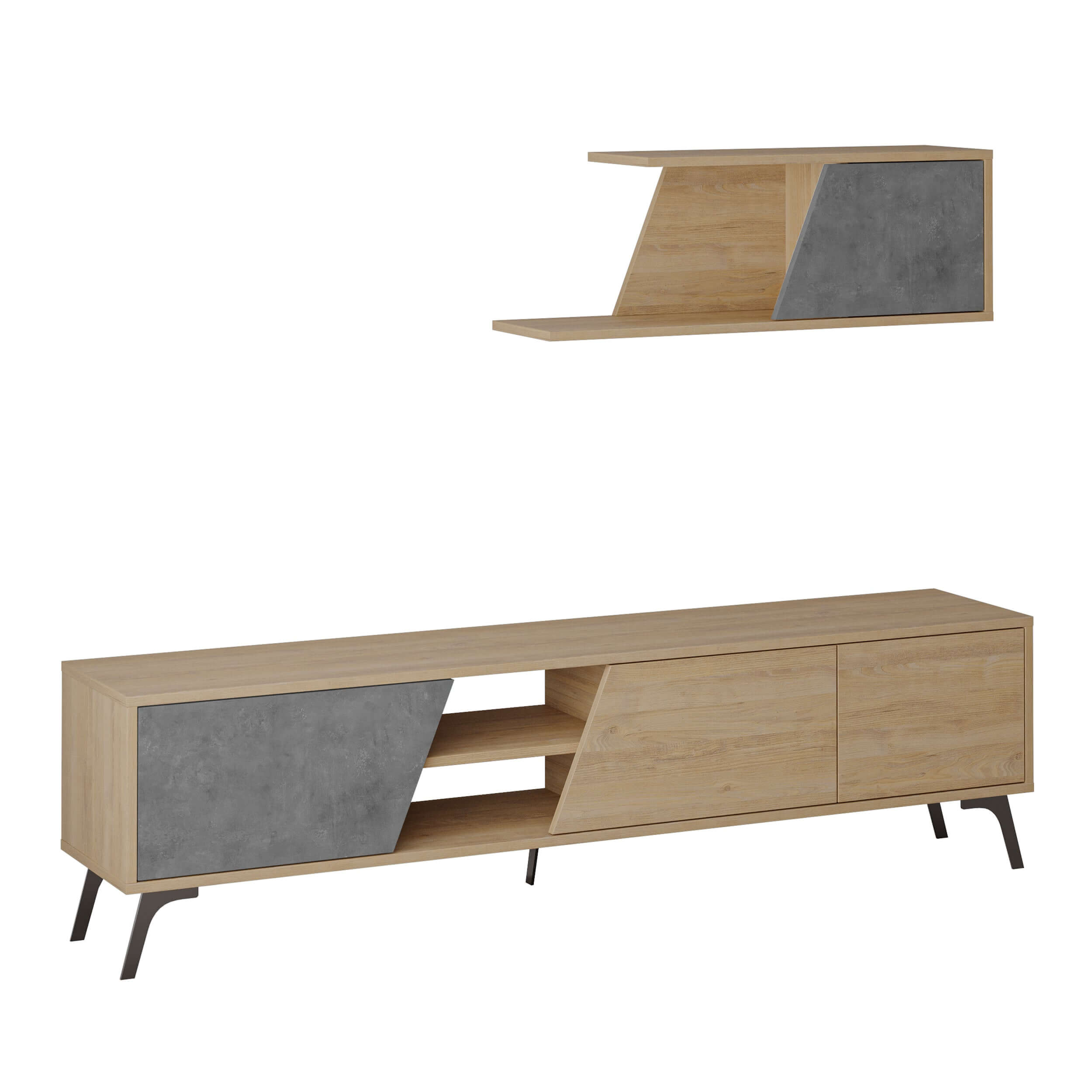 Fiona Modern Tv Unit With Storage And Wall Shelf 180cm