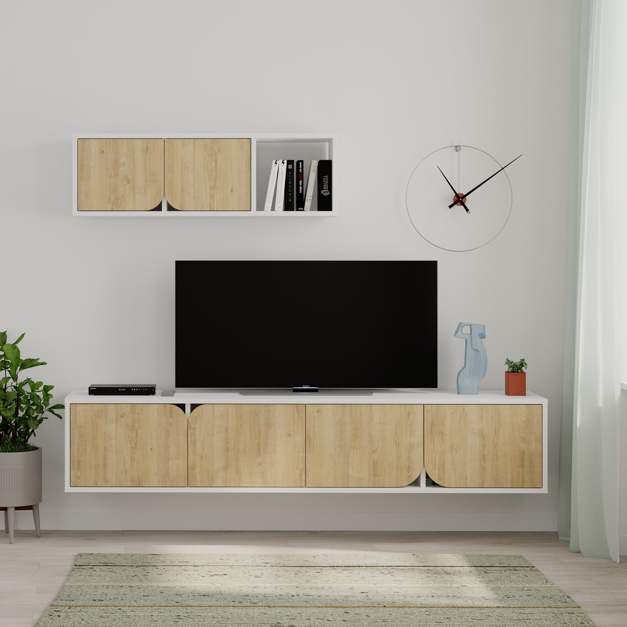 Spark Modern Tv Unit With Wall Storage Unit 180cm - Decortie