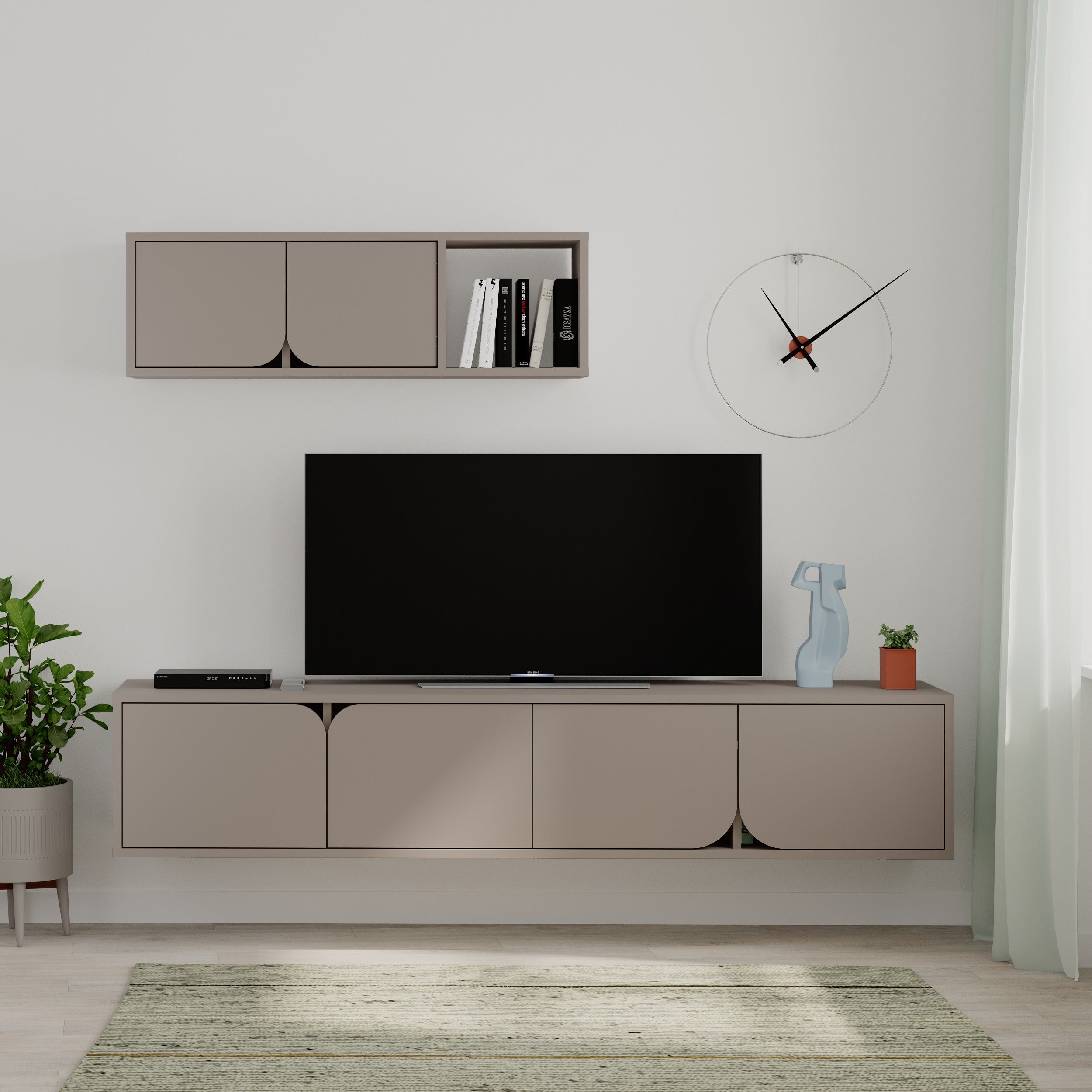 Spark Modern Tv Unit With Wall Storage Unit 180cm - Decortie