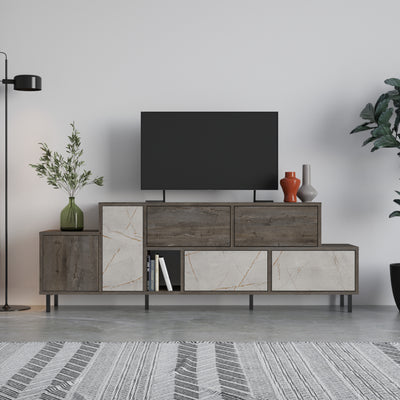 Hermes Modern TV Stand Multimedia Centre With Storage Cabinet 171.2 cm in Dark Coffee,Lagina