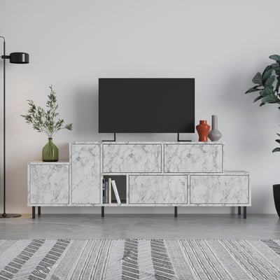Hermes Modern TV Stand Multimedia Centre With Storage Cabinet 171.2 cm in Carrara