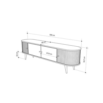 Gentle TV Stand – dimensions – 4-door storage TV unit – Decortie