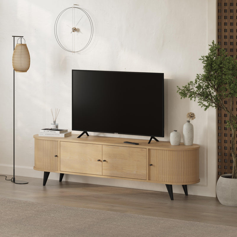 Gentle TV Stand – Oak – 4 Door Storage Unit in Sapphire Oak