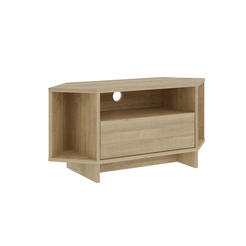 Viva Corner TV Unit – compact corner TV stand with shelves and cabinet – Decortie