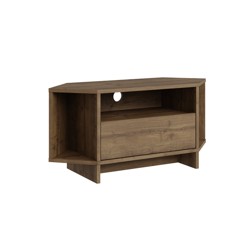 Viva Corner TV Unit – compact corner TV stand with shelves and cabinet – Decortie
