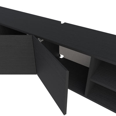 Conrad TV Unit – 180 cm – 3 Soft Close Doors Wall Mounted Entertainment Centre – Black Wood