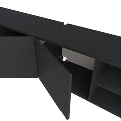 Conrad TV Unit – 180 cm – 3 Soft Close Doors Wall Mounted Entertainment Centre – Black Wood