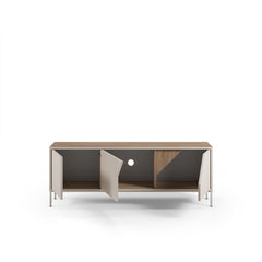 Vesco Modern TV Stand with 3 Door Storage 150cm – Oak,Sandstone