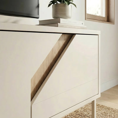 Vesco Modern TV Stand with 3 Door Storage 150cm – Oak,Sandstone