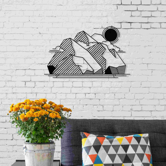 Metal Wall Art No.18 View in Black, hung on a living room wall