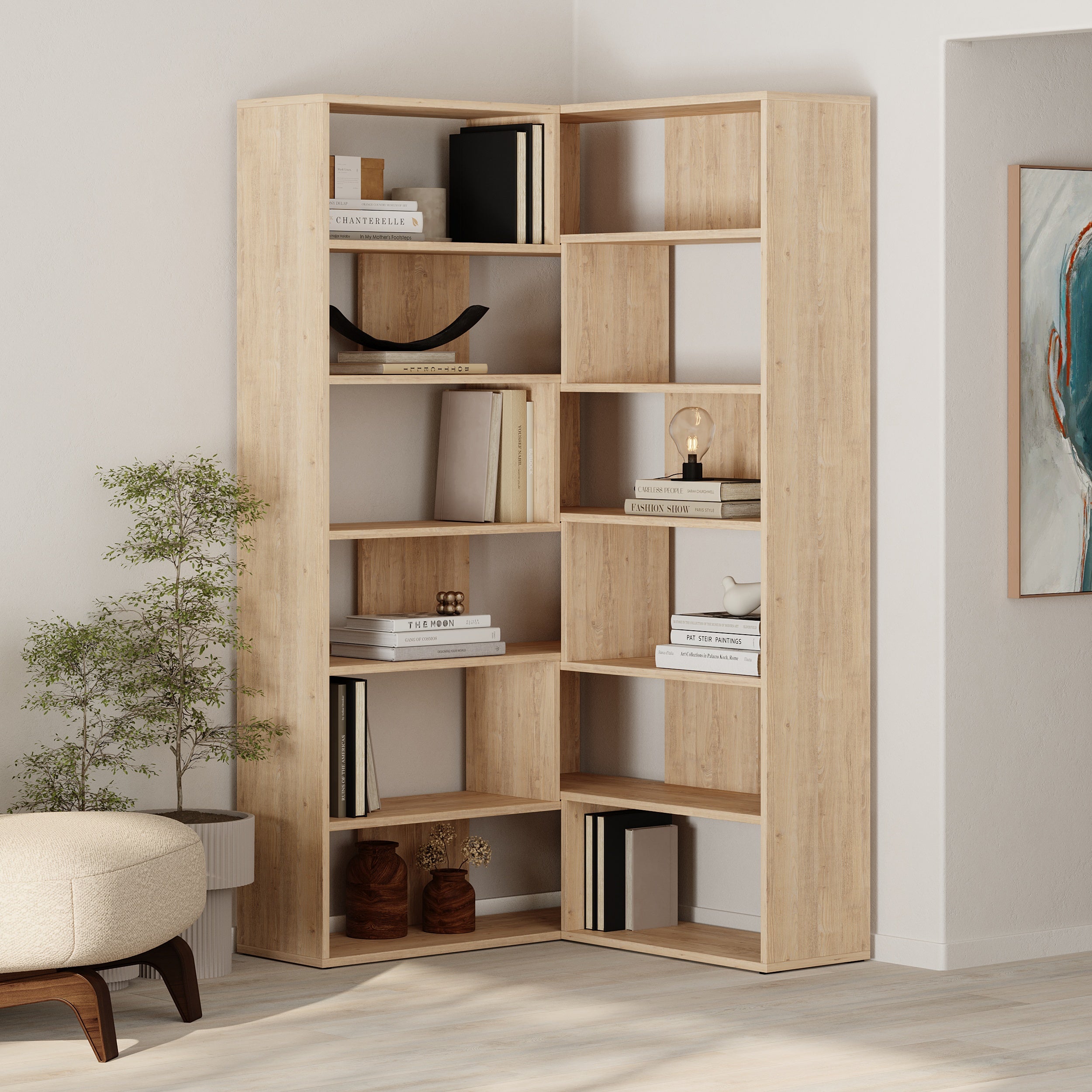 Molly Modern Corner Multipurpose Bookcase Display Unit No.4 Tall 179 cm - Decortie