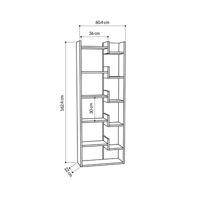 Oppa Modern Bookcase Display Unit 162.4cm – dimensions – living room or home office storage – Decortie