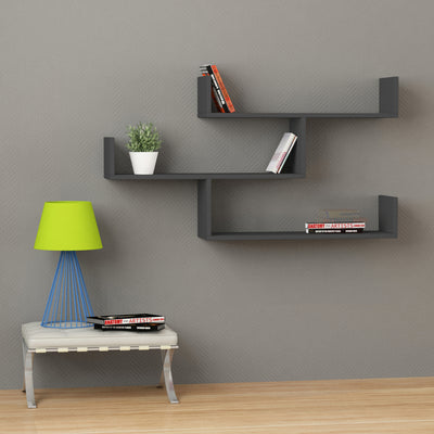 Tibet Wall Shelf Unit – 119 cm Modern Floating Bookcase in Anthracite