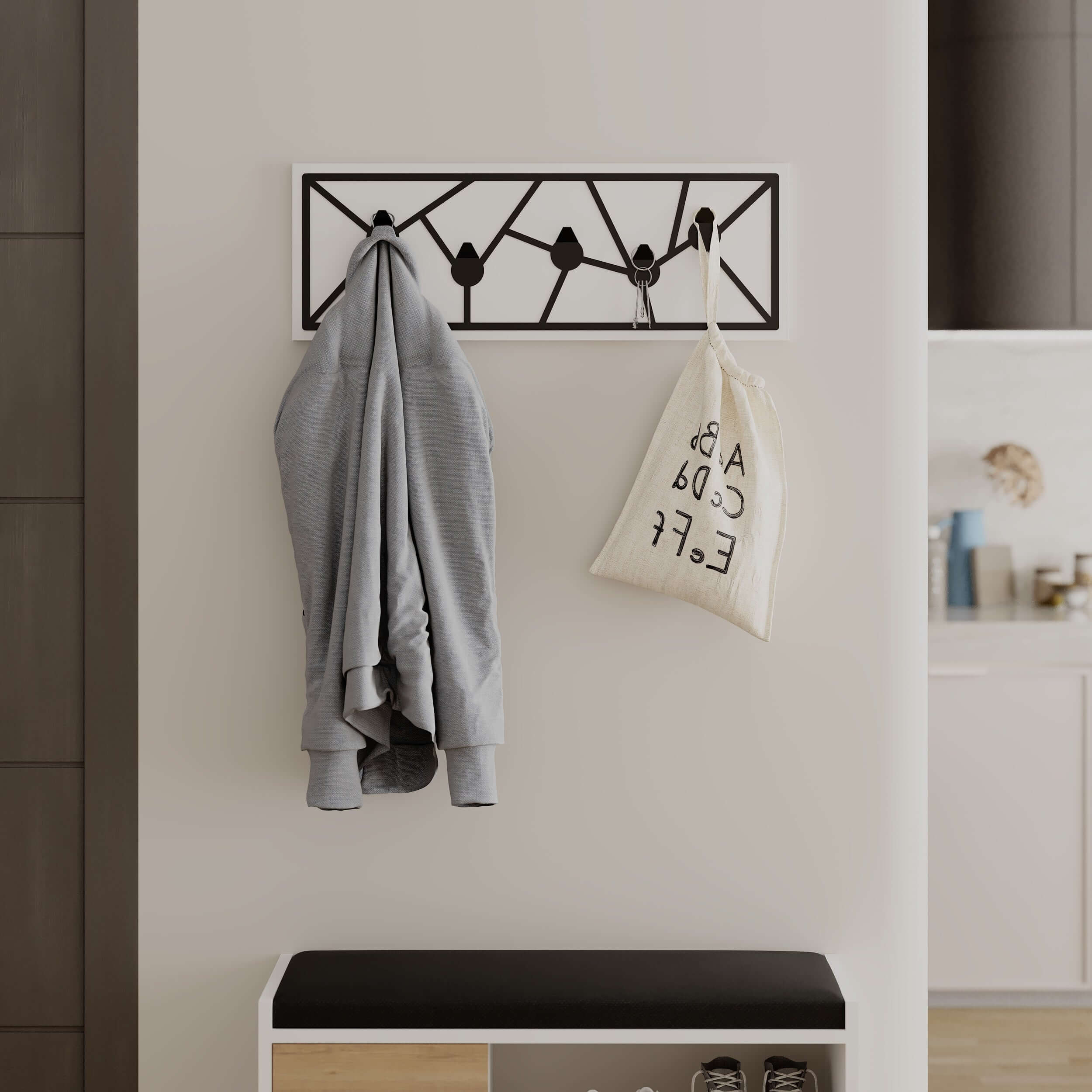 Trace Modern Wall Mounted Hanger with 5 Hooks