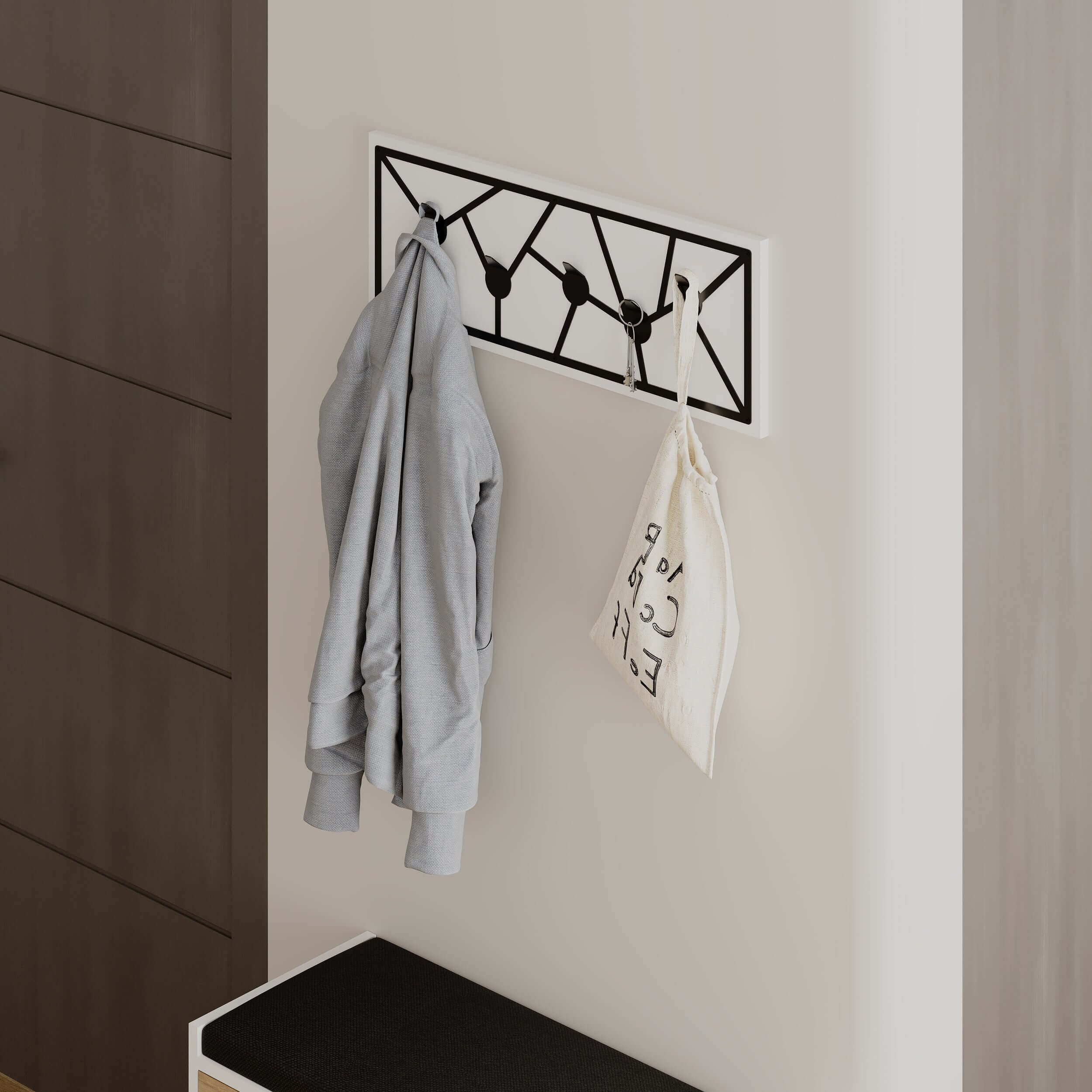 Trace Modern Wall Mounted Hanger with 5 Hooks