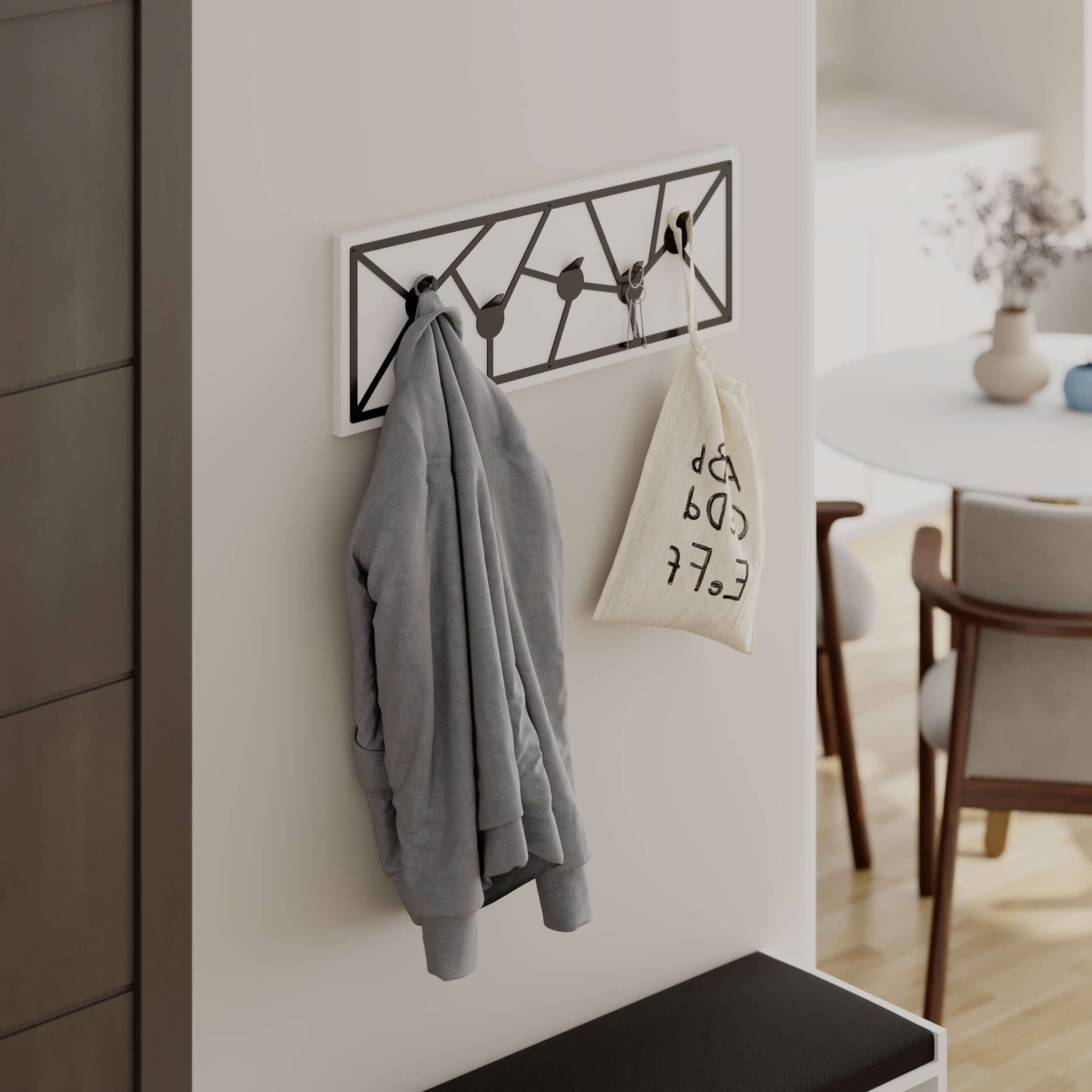 Trace Modern Wall Mounted Hanger with 5 Hooks