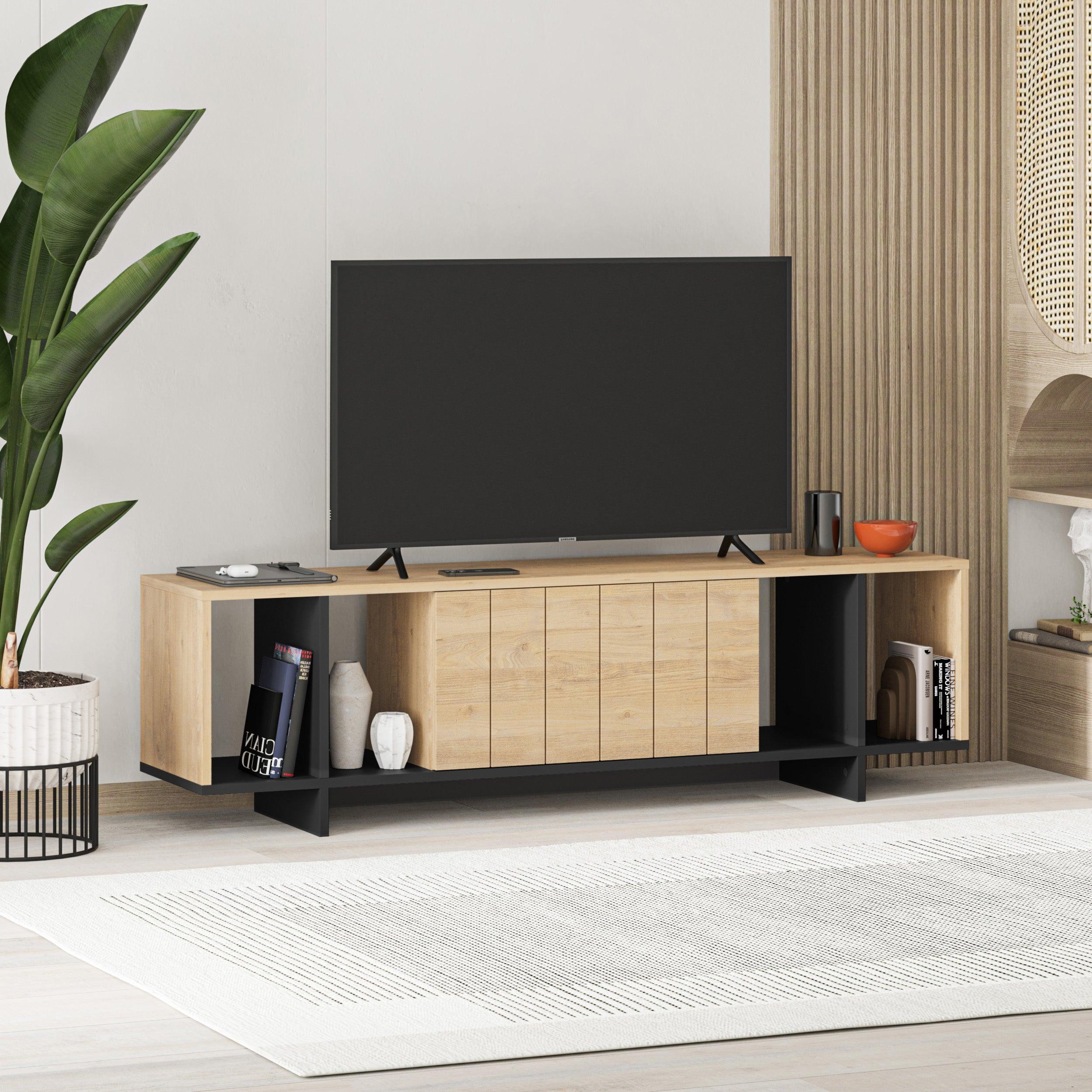 Zitano Modern TV Stand Multimedia Centre With Storage Cabinet 160cm - Decortie