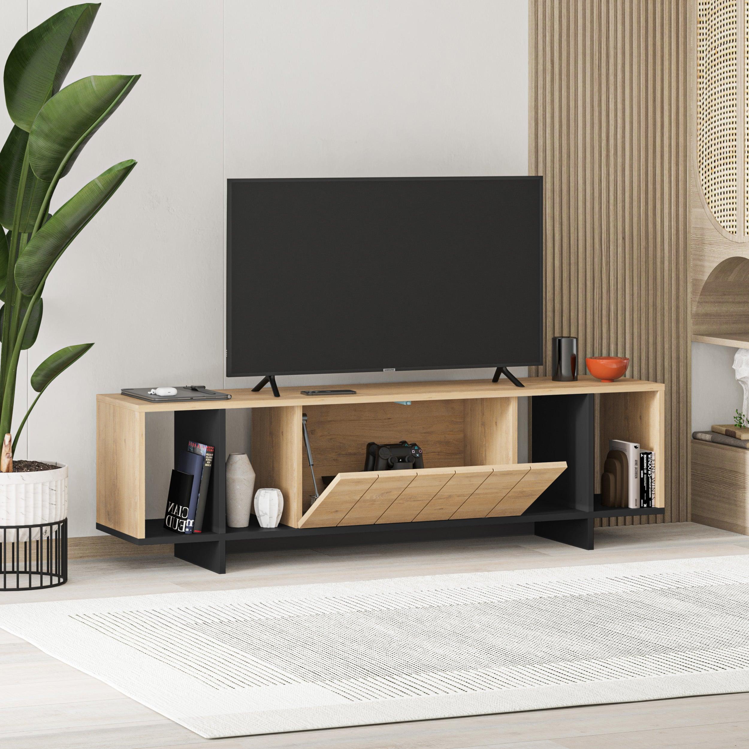 Zitano Modern TV Stand Multimedia Centre With Storage Cabinet 160cm - Decortie
