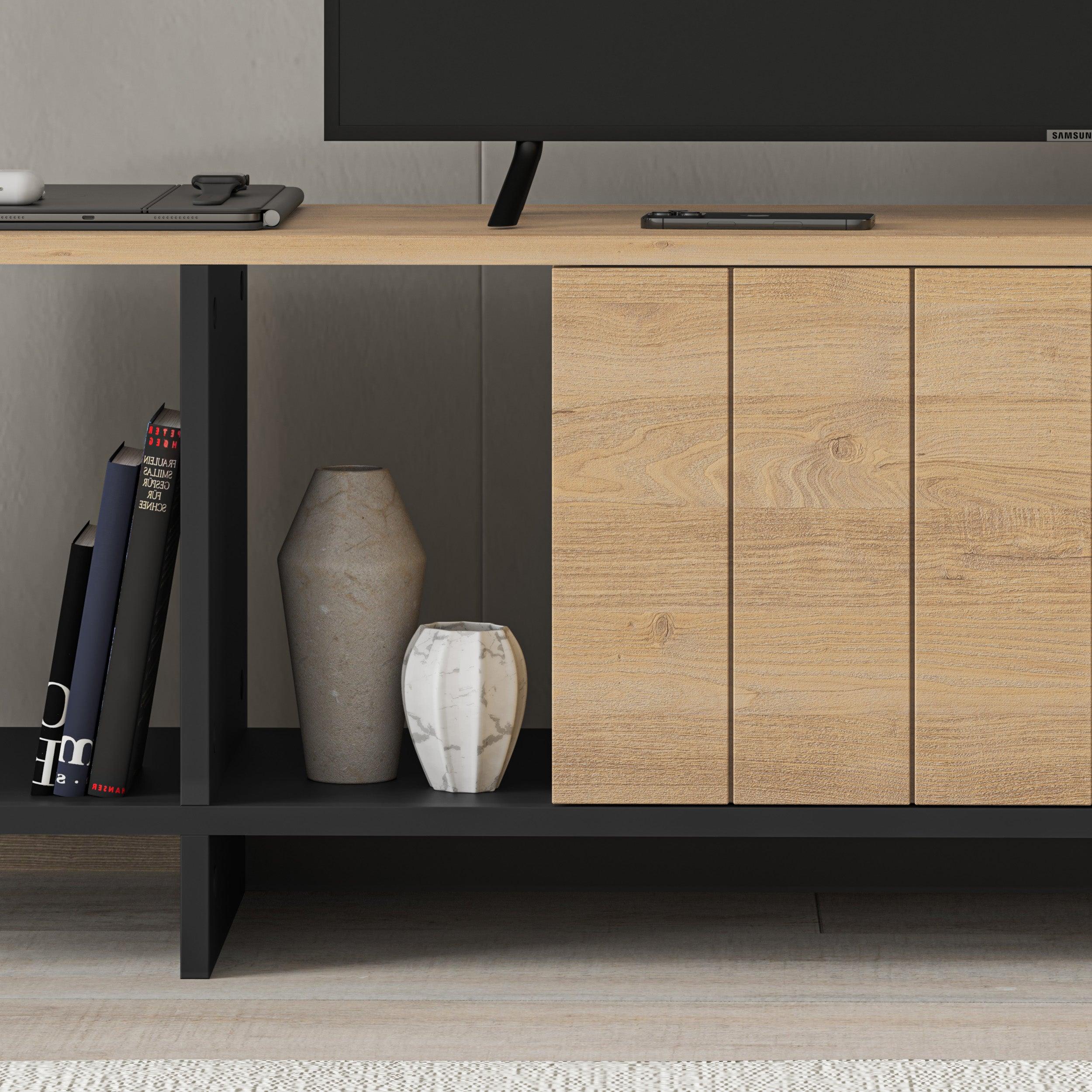 Zitano Modern TV Stand Multimedia Centre With Storage Cabinet 160cm - Decortie