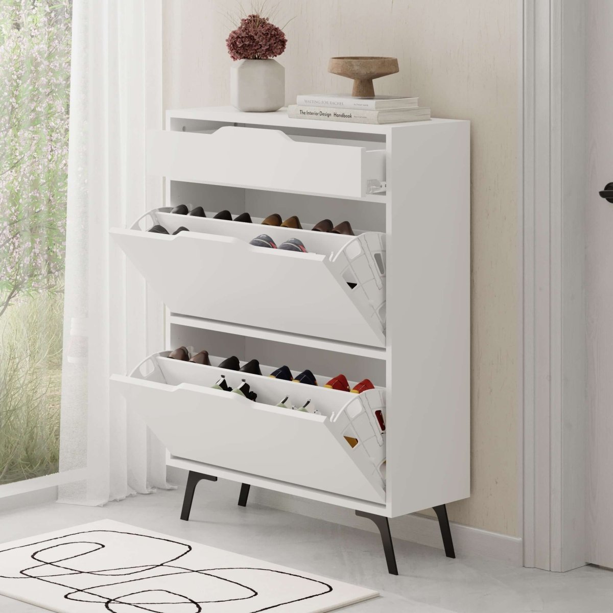 Asta Modern Shoe Cabinet with Drawers - Shoe Cabinet - Decortie -