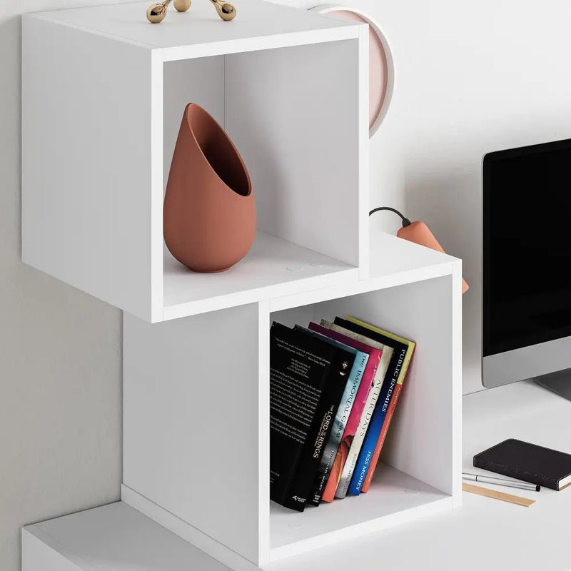 Balance Modern Desk With Shelves Width 153.5cm - Working Table - Decortie - White